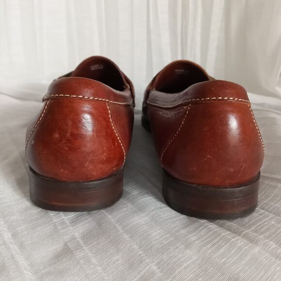 Cole Haan Leather Loafers Men SZ 11.5 Brown Slip On Dress Shoes Buckle Fringe main image 10